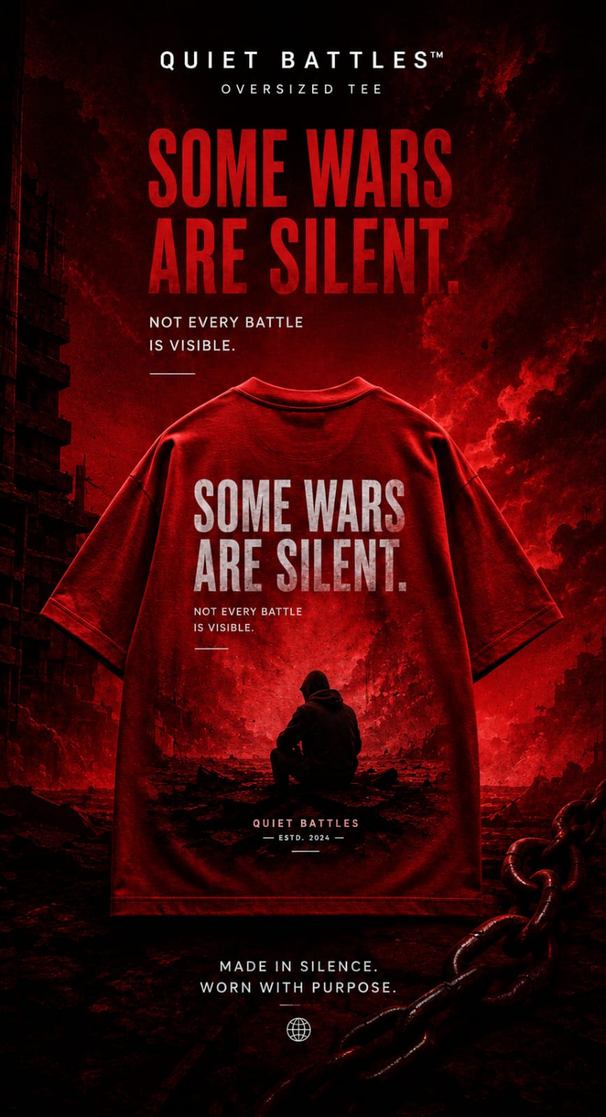 Some Wars Are Silent - Red Oversized Tee